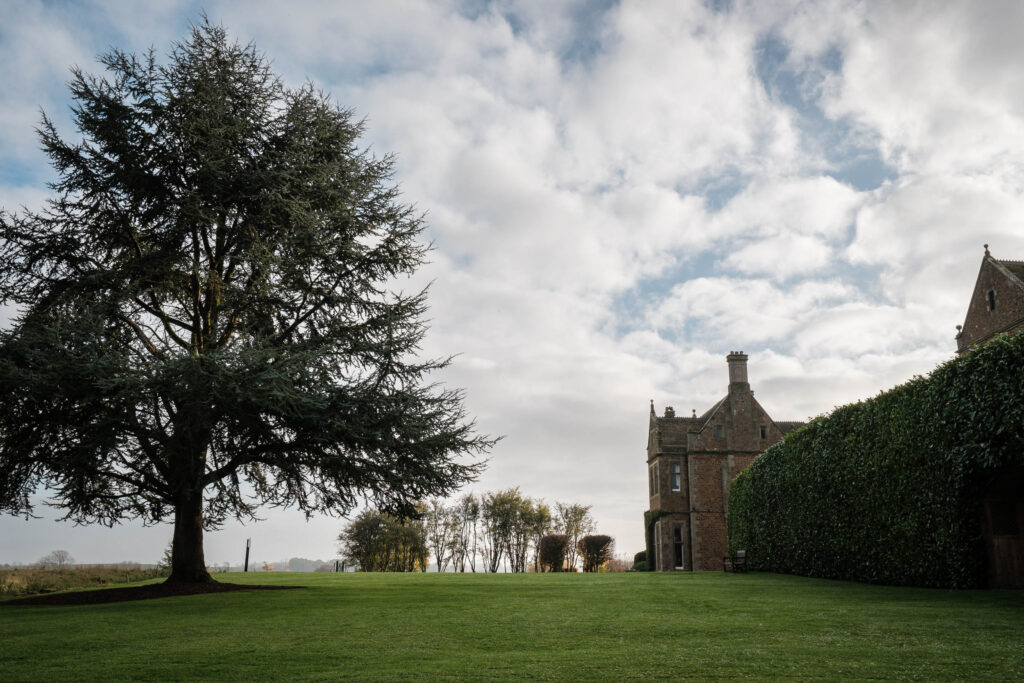 Fawsley Hall wedding venue from gardens