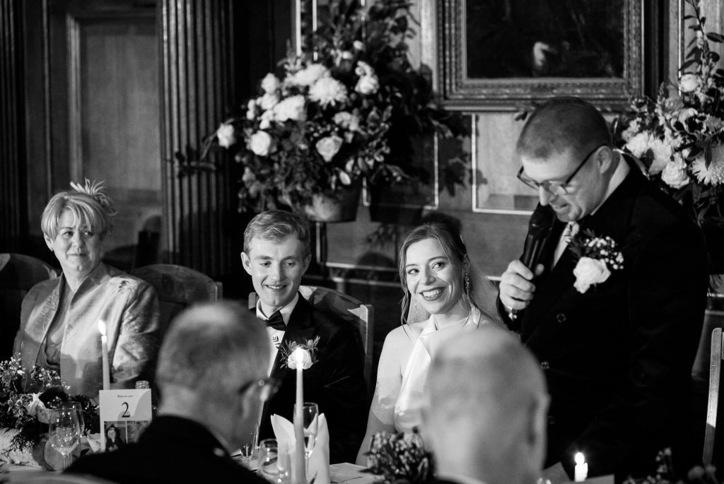 Father of the bride speech at Selwyn College, Cambridge wedding photography