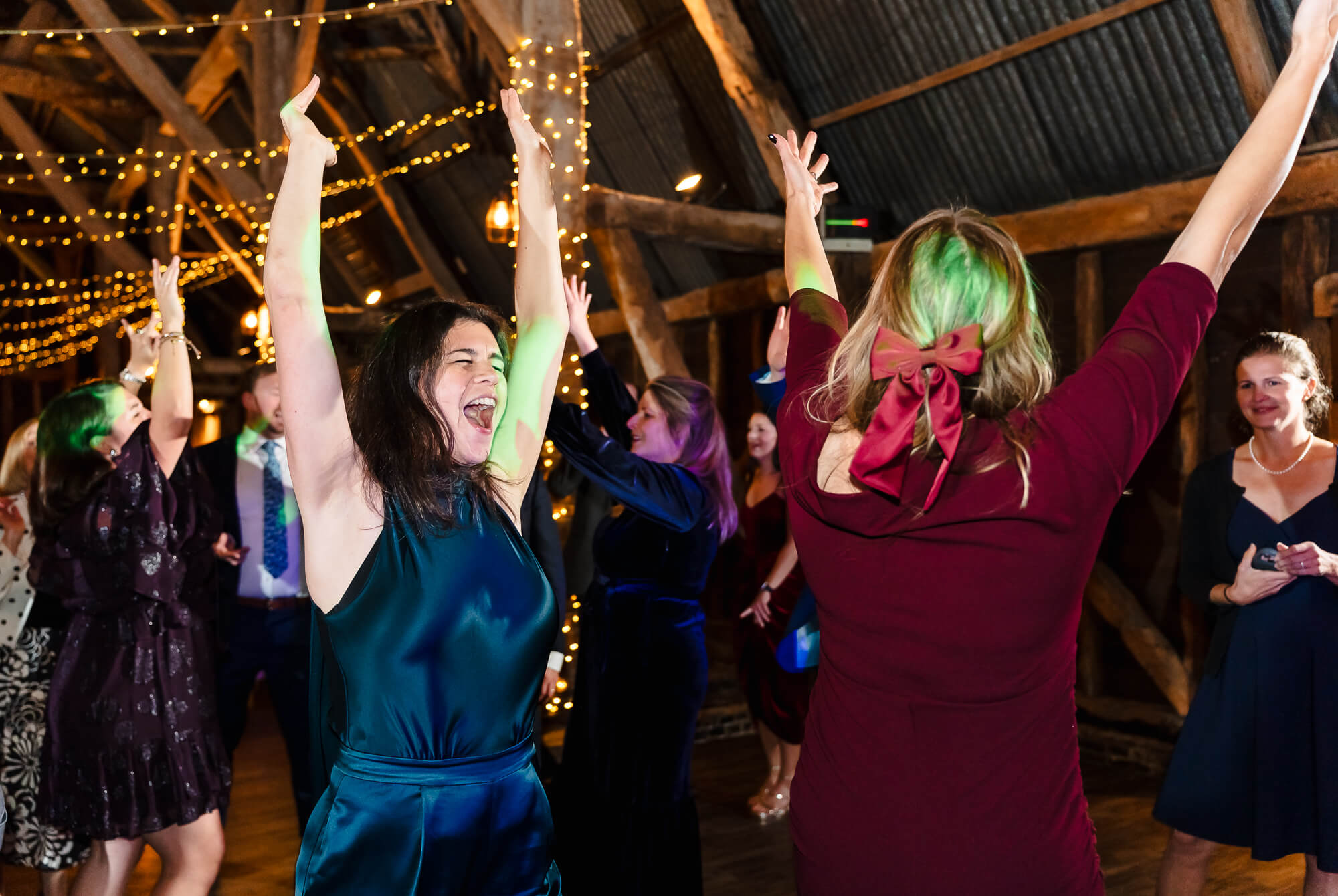 Dancing fun at Manor Barn Harlton wedding, Cambridge 
