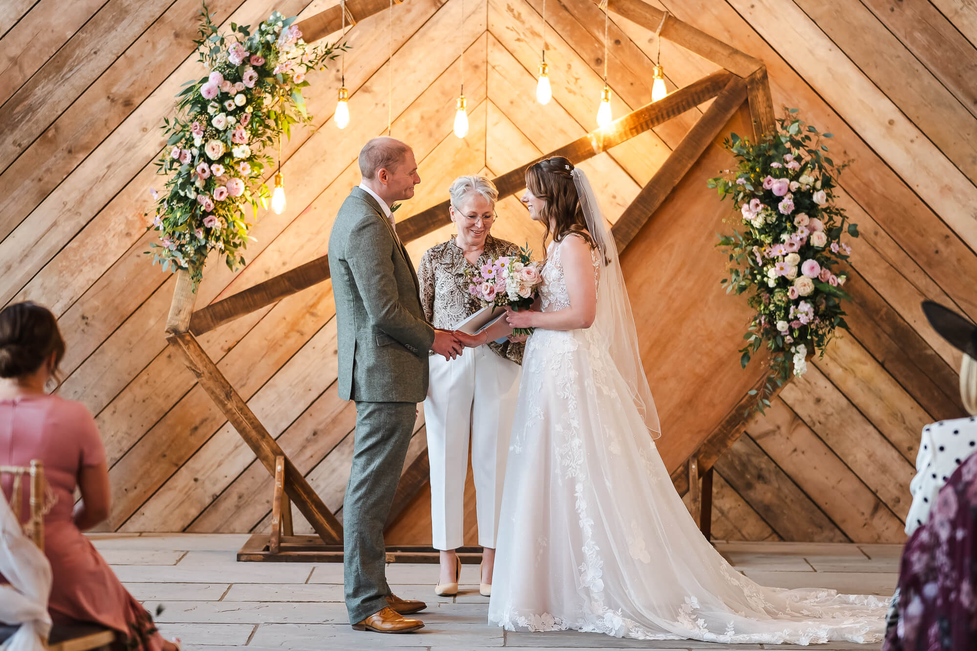 Wedding ceremony vows at Manor Barn Harlton wedding, Cambridge 