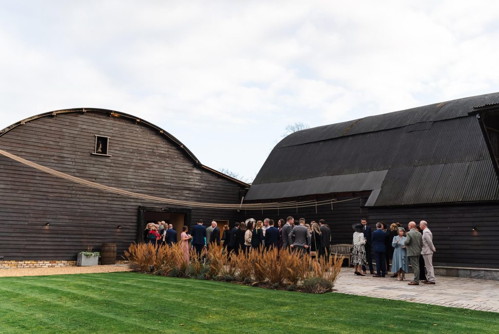 Wedding party courtyard at Manor Barn Harlton Cambridge