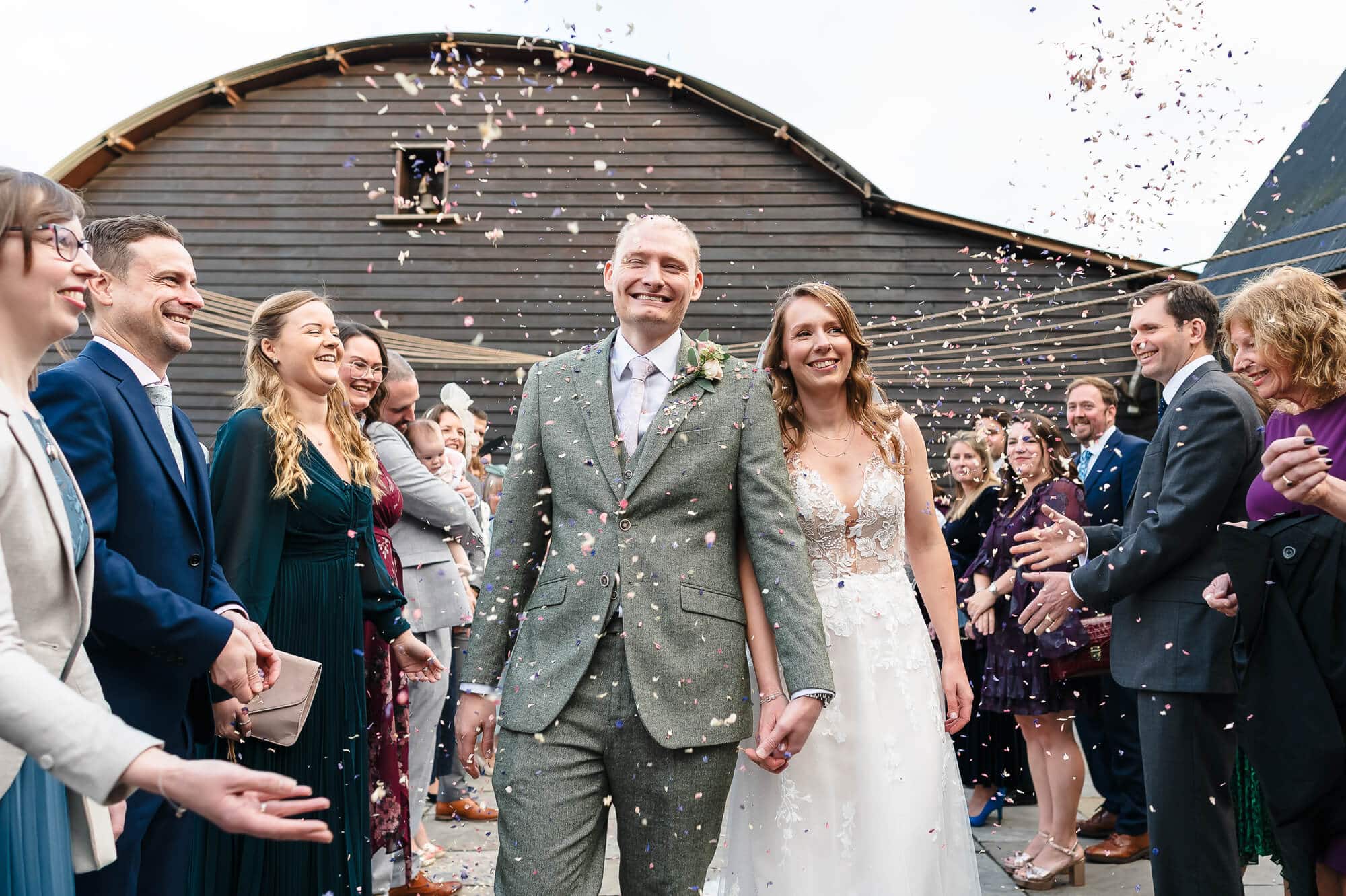 Wedding confetti at Manor Barn Harlton, Cambridge 